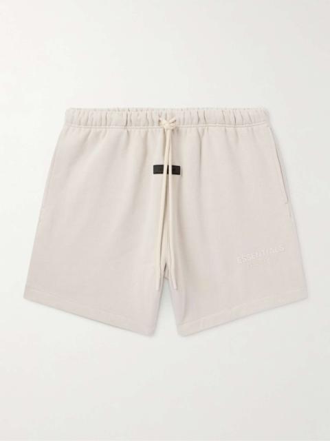ESSENTIALS Straight-Leg Logo-Appliquéd Cotton-Blend Jersey Drawstring Shorts