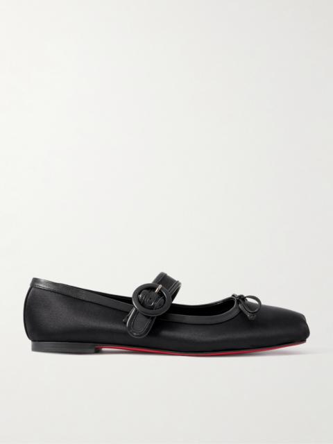 Christian Louboutin Mamastrapitina Leather-trimmed Satin-crepe Ballet Flats