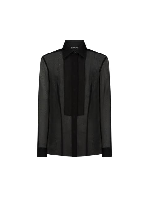 SILK CHIFFON SHIRT WITH PLASTRON