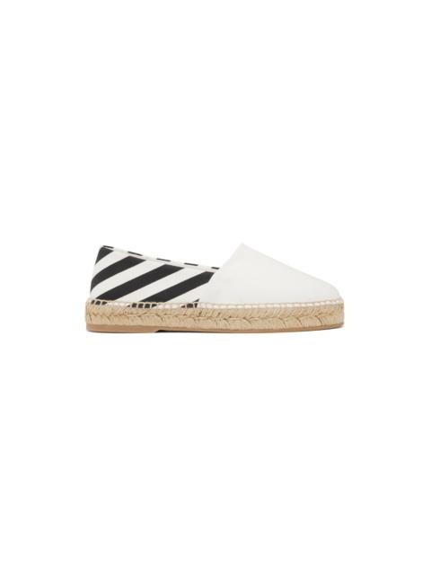 Off-White White & Black Striped Espadrilles
