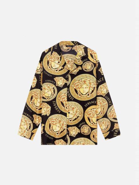 VERSACE Medusa Amplified Print Silk Pajama Shirt