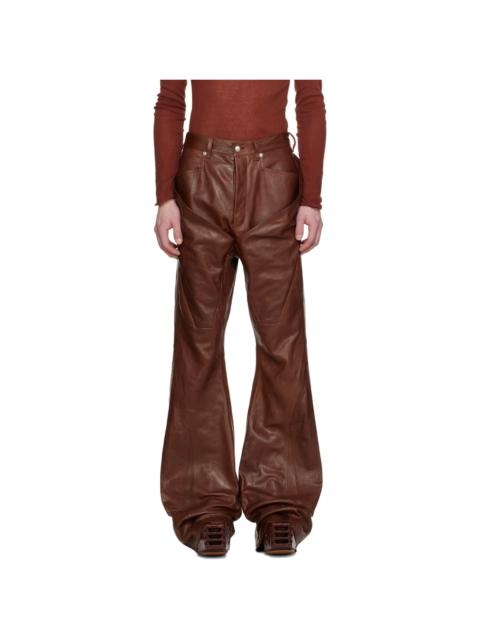 Burgundy Slivered Leather Pants