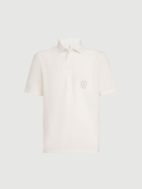 Lightweight virgin wool polo shirt with chest pocket and logo