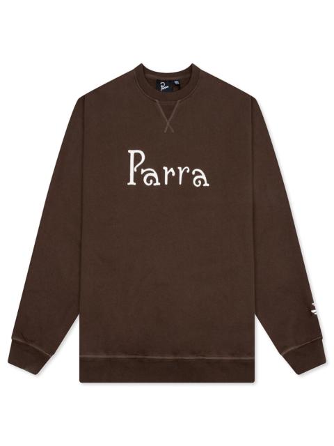 by Parra WEIRD TRAD LOGO CREW NECK SWEATSHIRT - BROWN