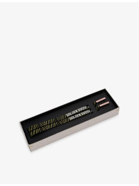 Branded Zebra-Print Woven Laces