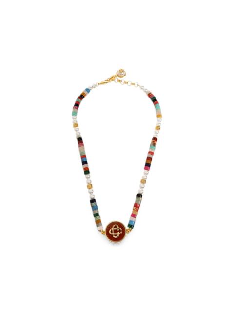 CASABLANCA beaded logo-pendant necklace