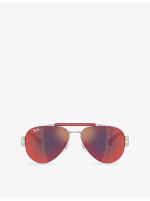 Ray-Ban RB3762M Ray-Ban x Scuderia Ferrari Aviator-Frame Metal Sunglasses
