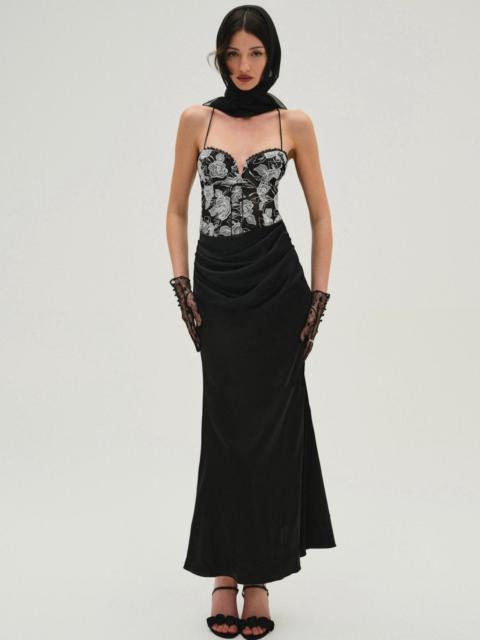 For Love & Lemons Embroidered Roses Maxi Dress