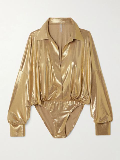 NORMA KAMALI Stretch-lamé bodysuit Gold