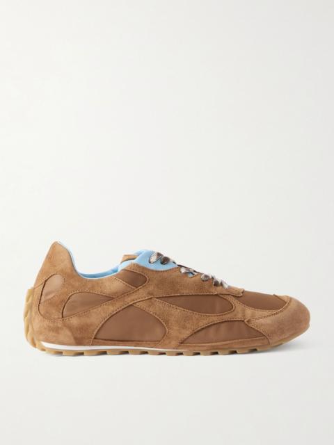 Bottega Veneta Orbit Flash suede-trimmed leather and shell sneakers Tan