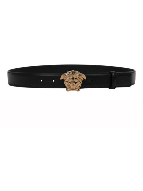 VERSACE Versace La Medusa Buckle Leather Belt Black/Gold