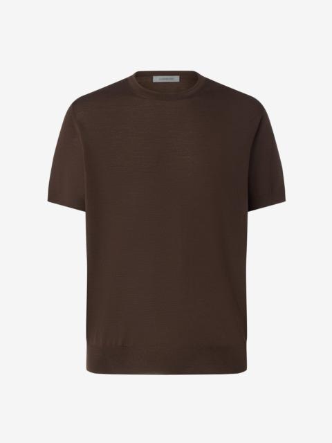 CORNELIANI Brown crew neck t-shirt made from pure wool