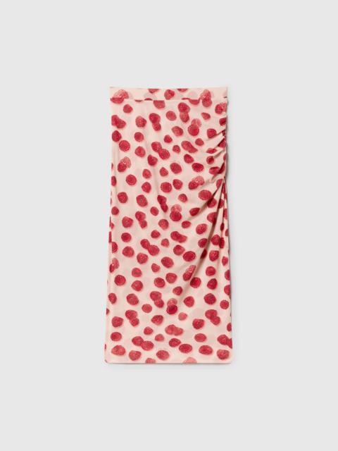 Stella McCartney Raspberry Print Mesh Midi Skirt