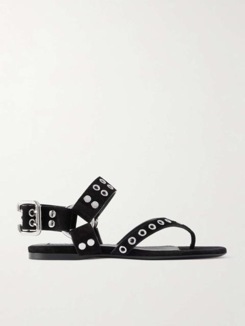 Embellished suede sandals Black