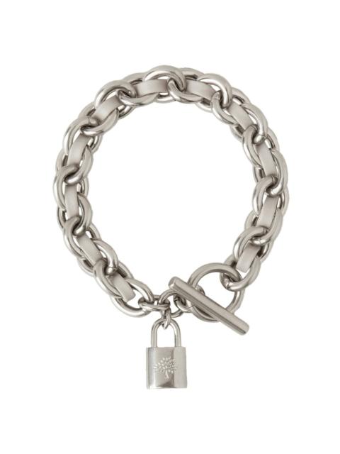 Mulberry Lily Leather Chain Bracelet Small Pale Grey Silky Calf & Silver Plated Stainless