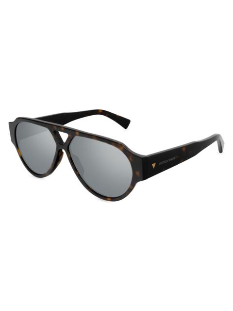 Bottega Veneta Men's Bold Triangle Stud 59MM Pilot Sunglasses - Grey Havana