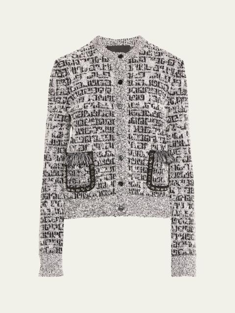 Givenchy Logo-Print Tweed-Knit Short Jacket
