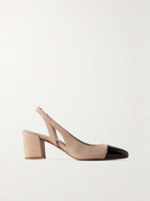 Suede and patent-leather slingback pumps