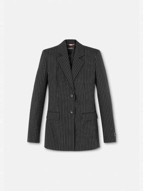 VERSACE Pinstriped Single-Breasted Blazer