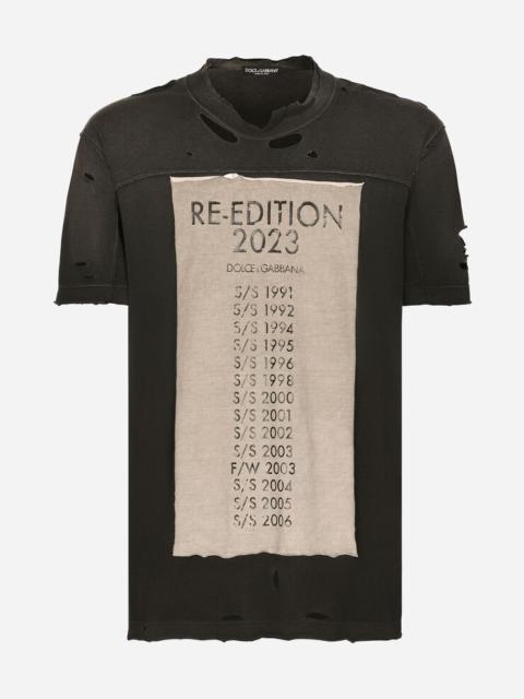 Cotton round-neck T-shirt with Re-Edition patch