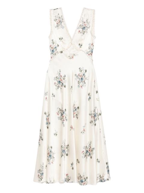 DÔEN V-neck floral print midi dress