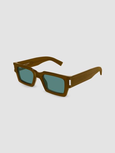 SAINT LAURENT Men's Squared Recycled Acetate Sunglasses - Brown