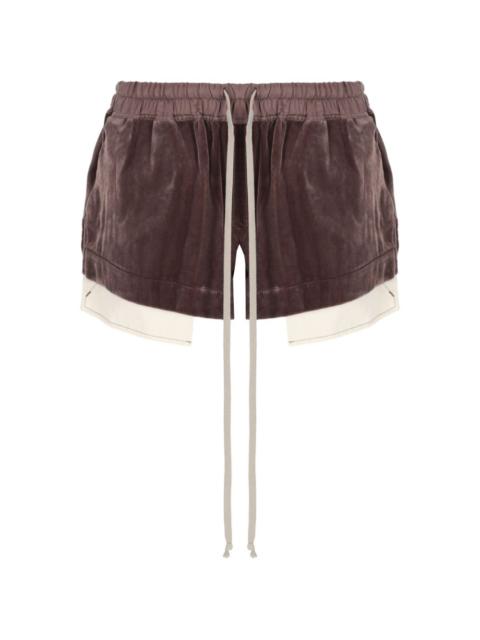 Rick Owens velvet-effect layered shorts