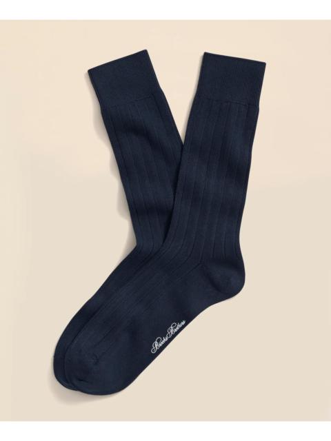 Brooks Brothers Cotton Blend Ribbed Crew Socks