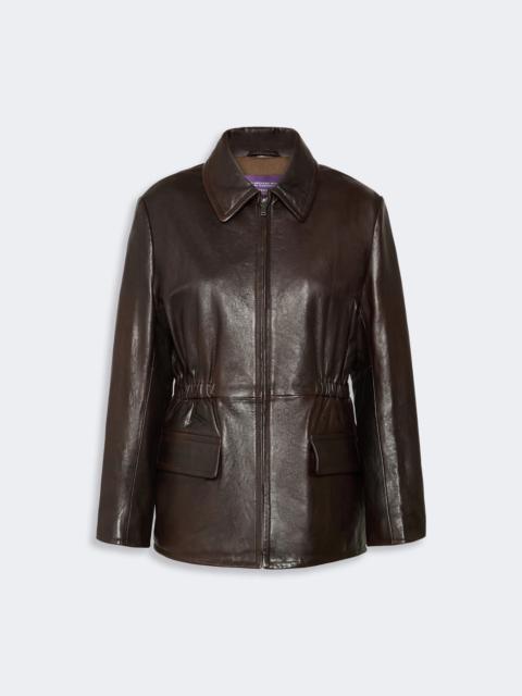 WEEKEND Max Mara WKSCOMO Leather biker jacket - DARK BROWN