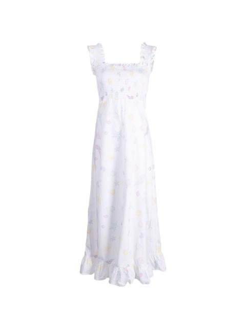 shell-print cotton midi dress