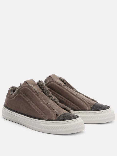 Brunello Cucinelli Monili suede slip-on shoes