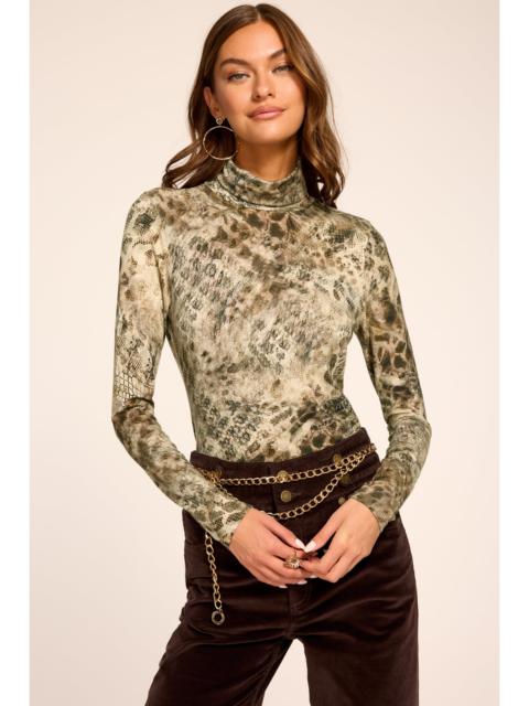 RAMY BROOK Thea Printed Knit Turtleneck Top Designer Luxury