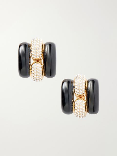 Valentino Pas Plus crystal-embellished enamel earrings Gold