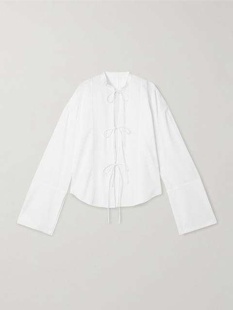 ADAM LIPPES Mick oversized pintucked organic cotton-poplin shirt White