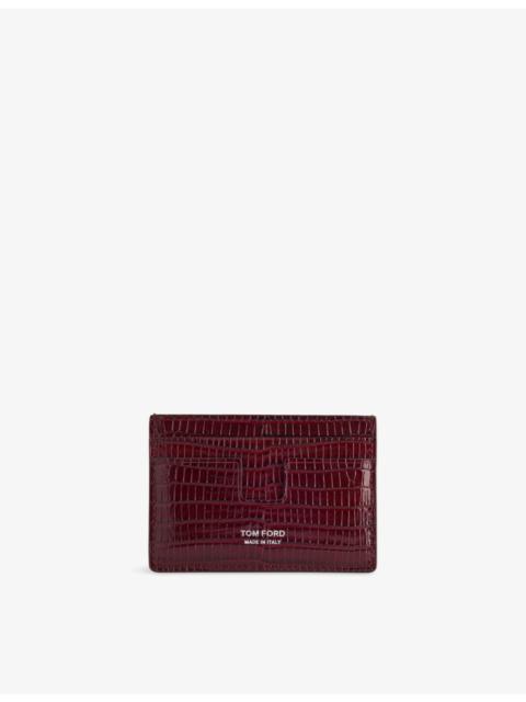 TOM FORD Croc-Embossed Leather Card Holder