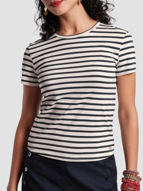 FRANCES VALENTINE Women's Super Striped Pima Cotton T-Shirt - Oyster Black
