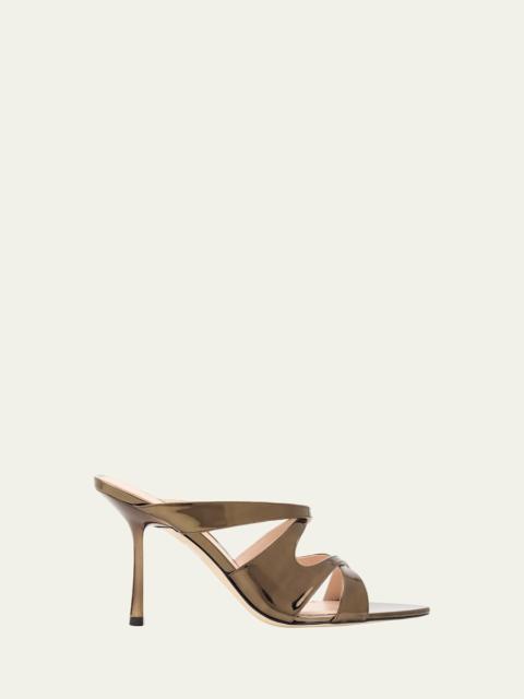 Stuart Weitzman 85mm Rubie Metallic Leather Mule Sandals