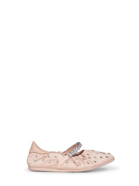 JIMMY CHOO Black nappa leather Jade ballet flats with crystal strap