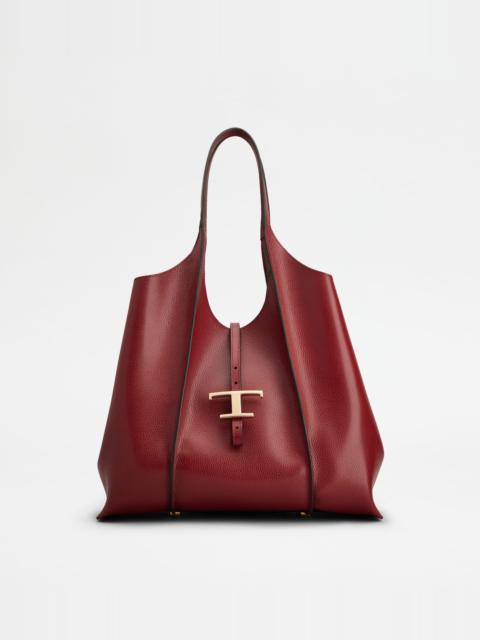 Tod's T TIMELESS SHOPPING BAG IN LEATHER MEDIUM - RED