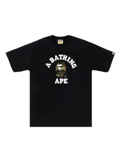 A BATHING APE® A Bathing Ape Woodland Camo College T-Shirt 'Black Green' 1M30110031-BLACK-GREEN