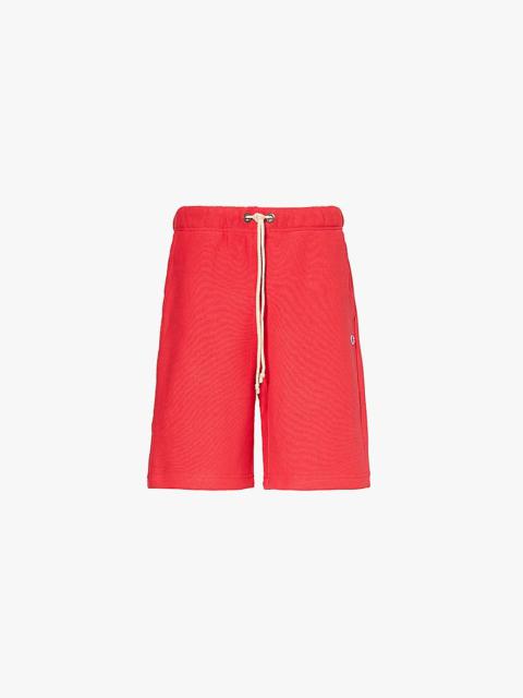 Brand-embroidered drawstring-waist cotton-blend jersey shorts