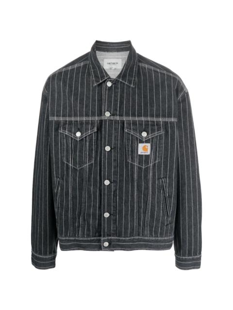 Orlean stripe-pattern denim jacket