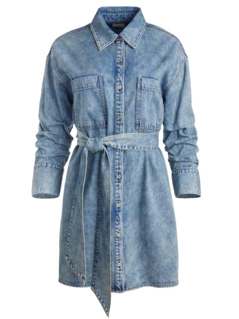 BRIGITA LONG SLEEVE DENIM MINI DRESS WITH TIE BELT