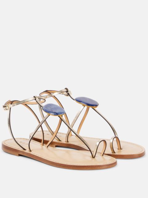 AMANU Cairo embellished metallic leather sandals