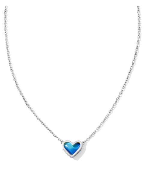 KENDRA SCOTT Framed Ari Heart Gold Short Pendant Necklace in Mood Stone
