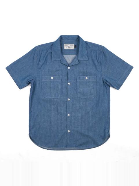 FREENOTE CLOTH Dayton 5oz Short Sleeve Blue Herringbone