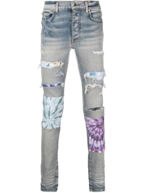 AMIRI bandana-underlay distressed slim-fit jeans