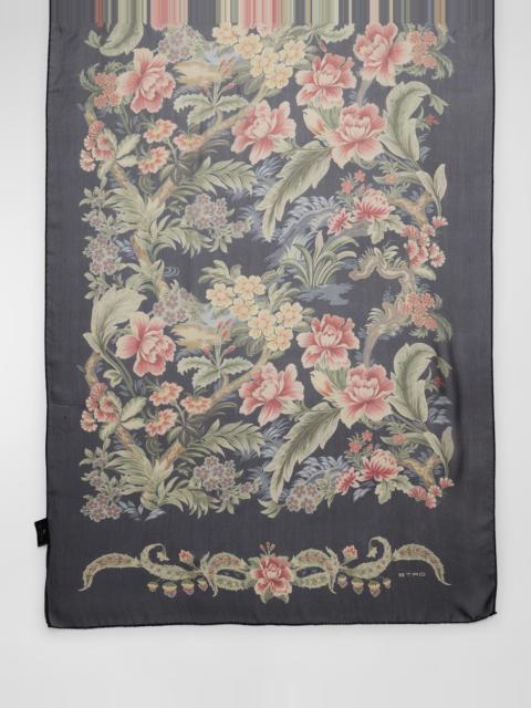 Etro Sheer Floral Print Silk Scarf