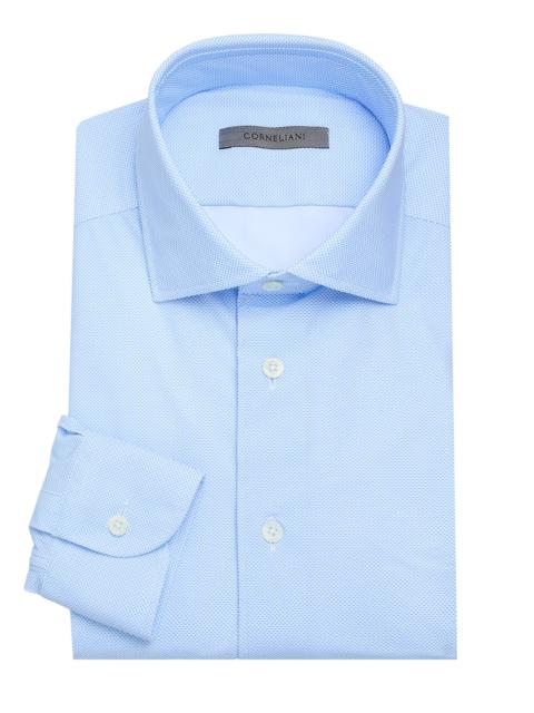 CORNELIANI Men's Performance Stretch-Nylon Shirt - Light Blue Micro