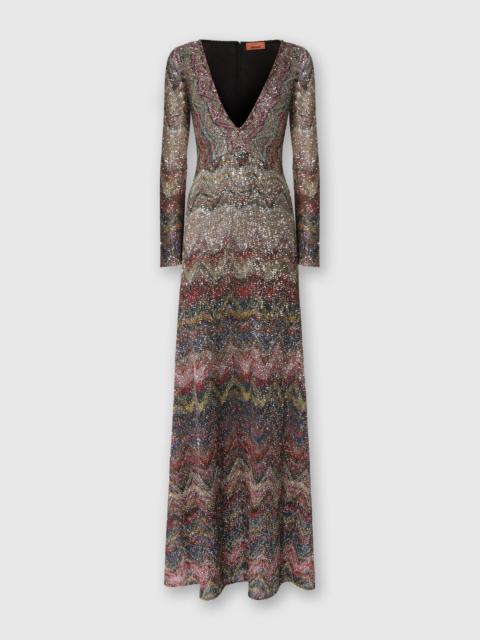 Missoni Long dress with v-neck and zigzag pattern